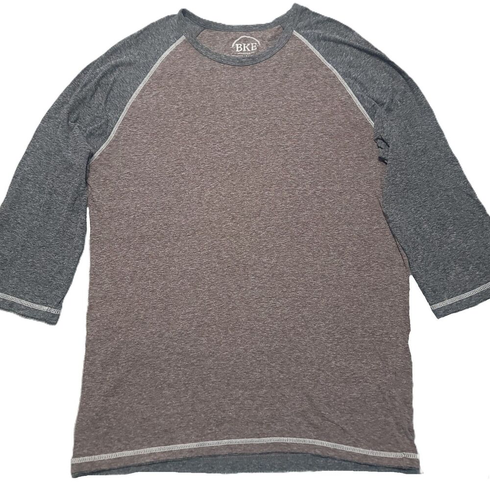 Buckle BKE Burnout Raglan Sleeve Shirt Mens L Gray Brown Baseball Tee Western